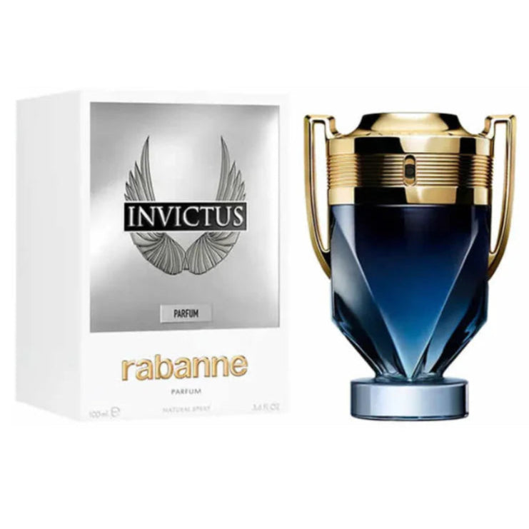 Invictus Parfum for men in sleek silver trophy-style bottle